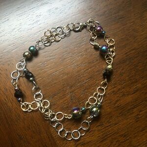 Handmade Iridescent Bead Chain Bracelet - Multi-Color